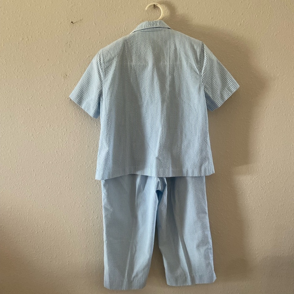 Vtg Alfred Dunner Capri Set Blue/White Stripe Seersucker Grandmacore Size 10P - Picture 2 of 16
